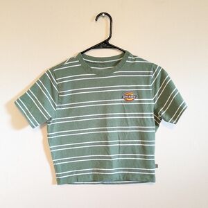 Dickies Green and White Striped Crop Top